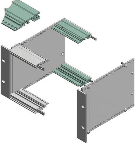 Bus profiles, natural-coloured anodised aluminium, for indirect backplane fixing Interzoll BOPLA ICPC 09-8656566