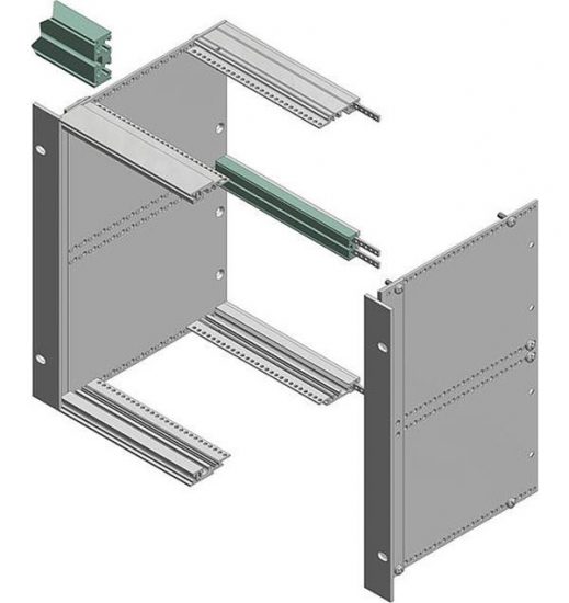 Double bus profiles for subracks, 6 U, natural-coloured anodised aluminium, for backplane fixing Interzoll BOPLA ICPC 09-8656566